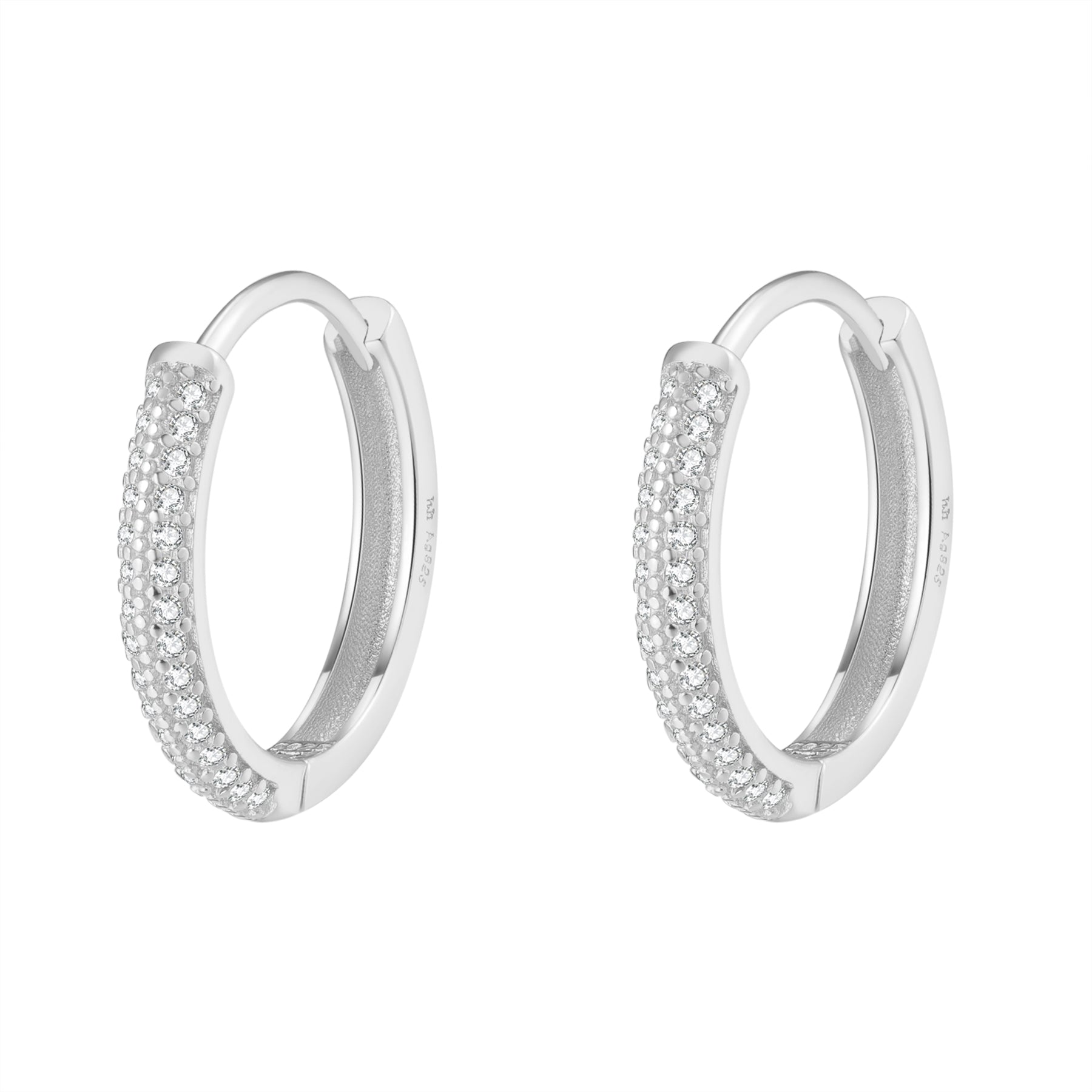 Boucles d’Oreilles Créoles Pierre Claire Double Sterling Argent